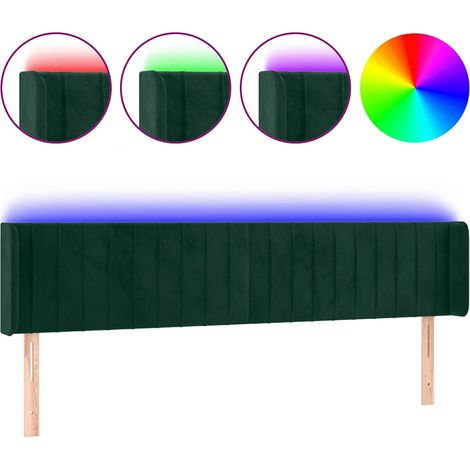 Maison Exclusive - Testiera a LED Verde Scuro 203x16x78/88 cm in Velluto (1/5)