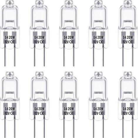 Ampoules halogènes G4 20W 12V, type T3 JC, 2 broches, dimmable – pour éclairage paysager, sous meuble, Puck Light et Track Lighting – Lot de 10 – Remplacement de base –-ARCAN (1/4)