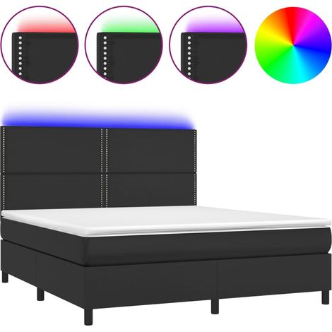 Maison Exclusive - Boxspringbett mit Matratze & LED Schwarz 180x2