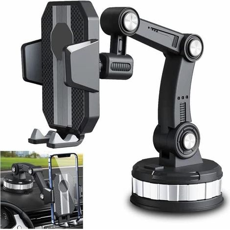 Support téléphone pour voiture à ventouse rotatif trois cent soixante degrés pour tableau de bord compatible tous smartphones (1/5)