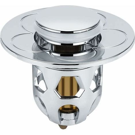 [Argent] Bouchon de fuite d'évier universel Filtre de vidange en acier inoxydable Convertisseur de rebond Tige de poussée Noyau de vidange d'évier (1/4)