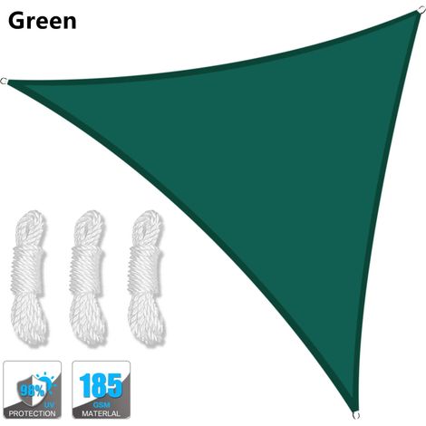 (Vert, 300 x 300 x 300 cm) Auvent triangulaire imperméable, pergola extérieure, voile d'ombrage pour terrasse de jardin et piscine (1/5)
