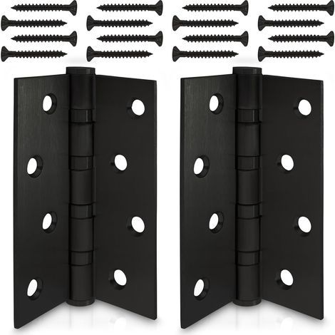 Set di 2 cerniere per porte nere, cerniere rinforzate con 4 cuscinetti a sfera in acciaio, cerniere in acciaio inossidabile (1/5)
