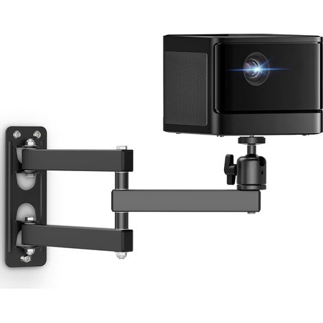 Support Projecteur pour Mural, Support de Projecteur Réglable Rotation à 360°, Suspension Bras en Métal avec Adaptateur 1/4" pour Home cinéma, Salle de Jeux, Bureau (1/5)