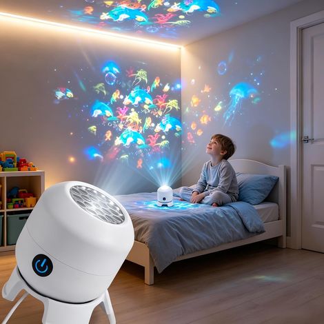Dynamisch rotierender LED-Projektor, LED-Projektor mit Licht 360°-Rotationsprojektion, USB-betrieben für Schlafzimmer und Geschenke als Nachtlicht für Kinder