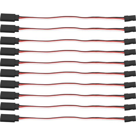 Lot de 10 câbles de rallonge servo 3 broches, connexion mâle-femelle, âme en laiton, 150 mm, pour voiture modèle et driver servo. (1/5)