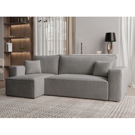 Ecksofa Schlafsofa Sofa ADARA in Stoff Centaur Grau Ottomane Links (1/4)