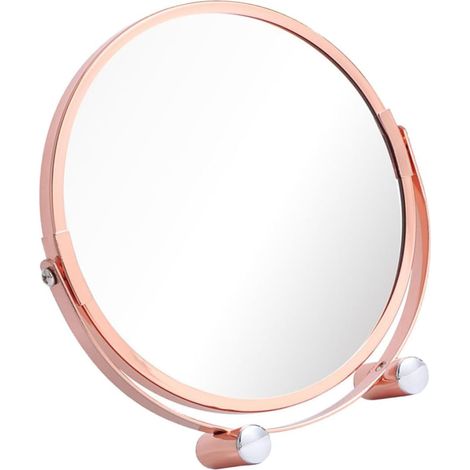 Miroir De en Or Rose Miroir Cosmétique De Bureau De Maquillage De Bureau De Commode Délicat Double Face Le Fer Faire Tourner sur Pied (1/5)