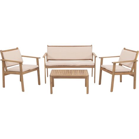 Ensemble de jardin HWC-O19, Lounge-Set Banc Fauteuil Table, Bois Acacia MVG Tissu/Textile (1/5)