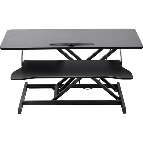 Convertisseur de bureau debout réglable, réglable manuellement en hauteur, avec plateau pour clavier, noir (1/2)
