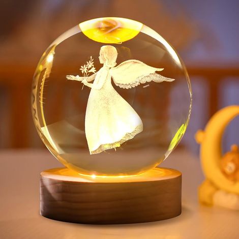 Snow globe, lucky charm, autumn decoration, fall decoration, Christmas decoration, glass ball, angel decoration, crystal ball, glass ball lamp, little angel decoration