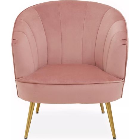 Interiors by Premier Durable Yolanda Pink Velvet Chair, Exquisite & Cozy Desk Chair Pink Velvet, Easy to Clean Pink Velvet Chair (1/5)