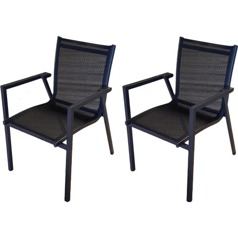 Set aus zwei stapelbaren Stühlen 55x64x83 cm aus anthrazitfarbenem Aluminium mit Armlehnen - Umbria (1/4)