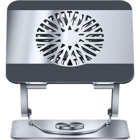 Support de Bureau pour Ordinateur Portable, Rotation à 360, en Métal, avec Ventilateur, pour Jeux Vidéo, Support Universel à Double Axe, Gris. (1/2)