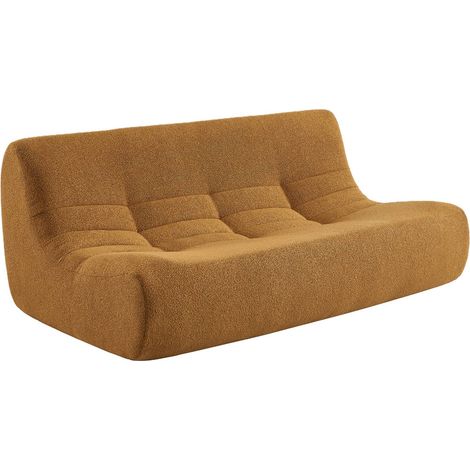 sweeek - 3-Sitzer Sofa mit strukturiertem Bouclé-Bezug, Strukturiertes  Bouclé, Senfgelb