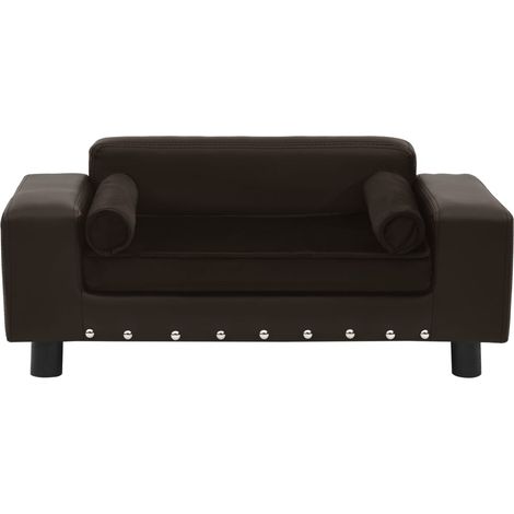 Canapé pour chien Marron 81x43x31 cm Peluche et similicuir