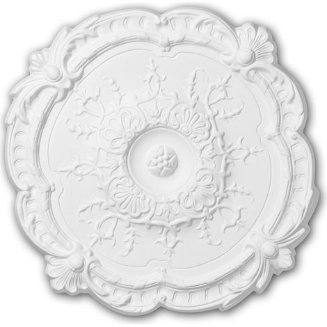 Rosette PROFHOME 156027 Zierelement Deckenelement Rokoko Barock Stil weiß Ø 38,3 cm