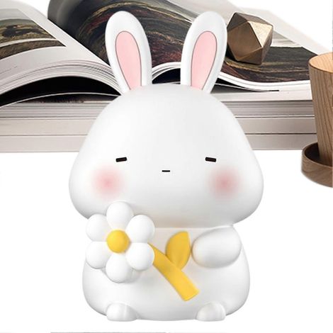 Veilleuse lapin pour enfants, veilleuse pour tout-petits, veilleuse LED à luminosité réglable, décoration pour table de chevet, pour tables, chambre, couloir, avec minuterie (1/5)