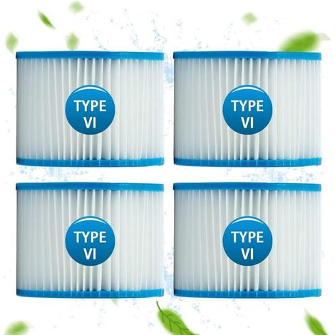Aougo – Lot de 4 cartouches filtrantes taille 6 pour spa Lay-Z-Spa – Hauteur 80mm – Diamètre 104mm – Papier Dacron haute filtration (1/5)