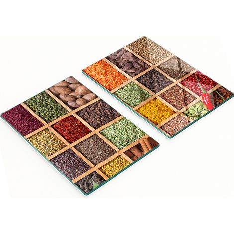 Planches à découper décoratives en verre trempé pour épices et herbes aromatiques 2 x 40 x 52 cm (1/5)