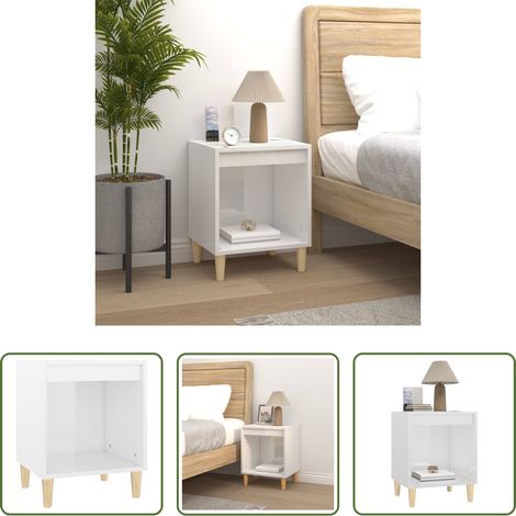 vidaXL Hochglanz-Weiß -  Nachttisch Hochglanz-Weiß 40x35x50 cm Holzwerkstoff (1/5)