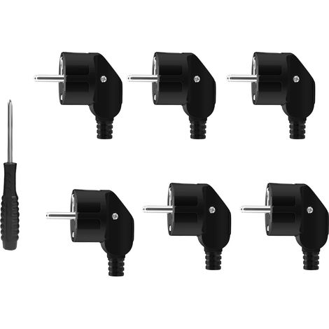 (Coffret noir 6 pièces) Prise standard européenne avec connecteur mâle remplaçable, 250 V 16 A (1/5)