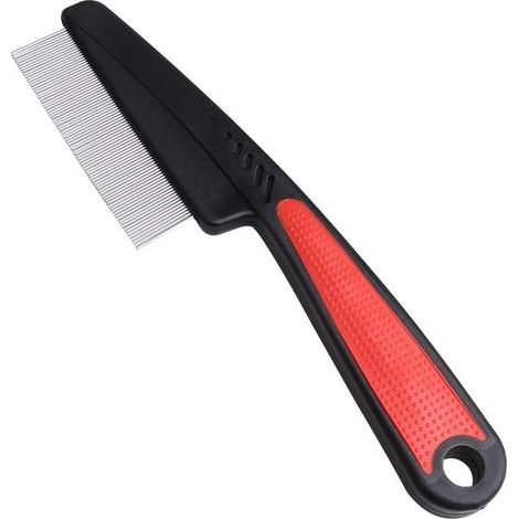 Peigne Chat, Peigne pour Animaux Anti Poux Brosse Chien Métal Extra Fine Peigne d'Élimination des Poux avec Poignée Plastique pour Chaton Chiot Animaux de Compagnie (1/5)