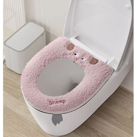 Weicher, warmer und gepolsterter Toilettensitzbezug, dickeres Toilettensitzkissen für das Badezimmer, aus dehnbarem und waschbarem Fasergewebe, wiederverwendbar und einfach zu montieren. (1/5)