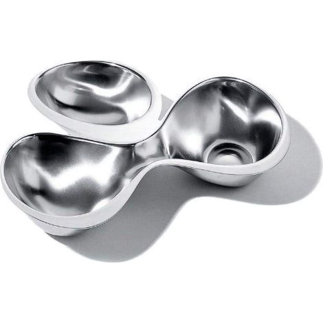 Alessi RA03 Babyboop Antipastiera a Tre Scomparti in Acciaio Inossidabile 18/10 Satinato con Bordo Lucido