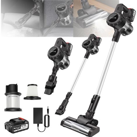 Aspirateur sans fil, aspirateur vertical sans sac sans fil 550W 45KPA, avec batterie, écran LED, aspirateur autoportant, aspirateur à main léger, adapté aux poils d'animaux domestiques/de compagnie / (1/5)