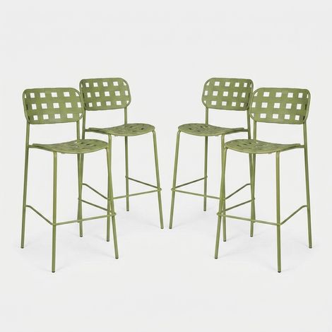 4 taburetes de bar en acero y polipropileno Clover YES - Verde oscuro (1/5)