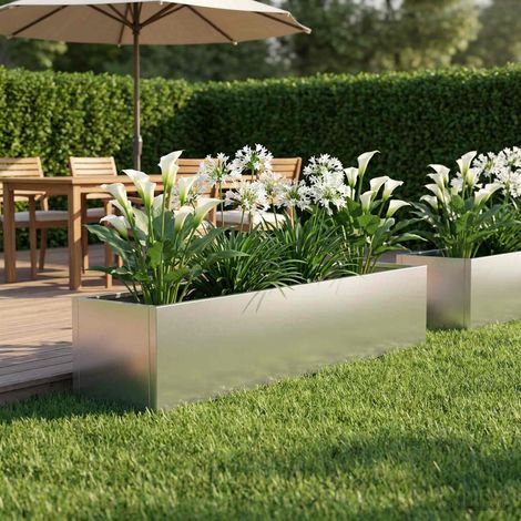 vidaXL Macetero de Jardín Plateado 100 x 20 x 20 cm Acero Galvanizado (1/5)
