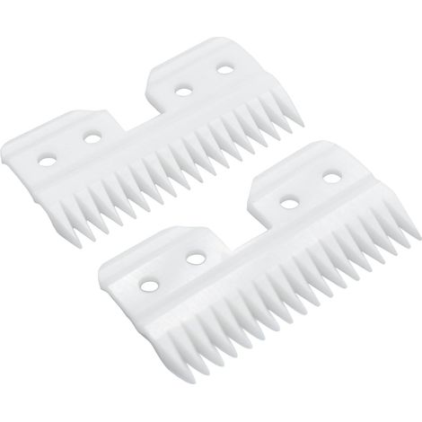 Lames de Rechange 18 Dents pour Tondeuse à Cheveux - Lame Couteau Mobile en Céramique Zircone - Compatible avec A5 Fast Feed - Idéal pour Toilettage Canin et Animal (Blanc, 2) (1/4)