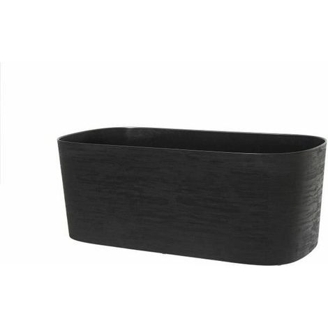 Vasetto + riserva d'acqua - GARDEN ID Respect - Nero-Antracite 50 x 17 cm - 100% rifiuti domestici - 100% riciclabile - Superficie strutturata (1/3)
