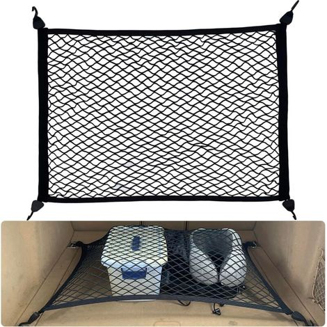 Rete per auto per cani, per bagagliaio di camper, 80x60 cm, estensibile fino a 160x120 cm, con 4 ganci di rinforzo resistenti, con sospensione elastica per la maggior parte delle auto.
