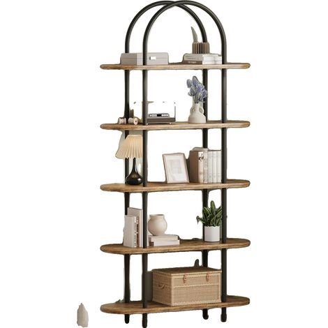 Étagère, design à 5 niveaux, assemblage facile, Marron (1/2)