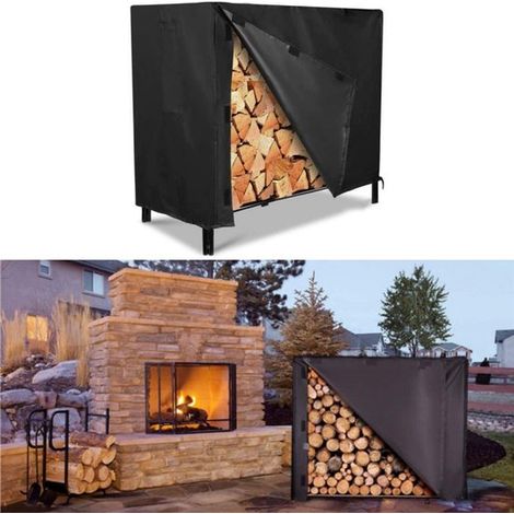 1 pezzo Copertura impermeabile per legnaia, resistente alle basse temperature, nera, 122x61x107 cm per patio, giardino e camino (1/4)