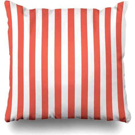 Großes Kissen für Sessel 43x43 cm orange und weiß gestreift (1/2)