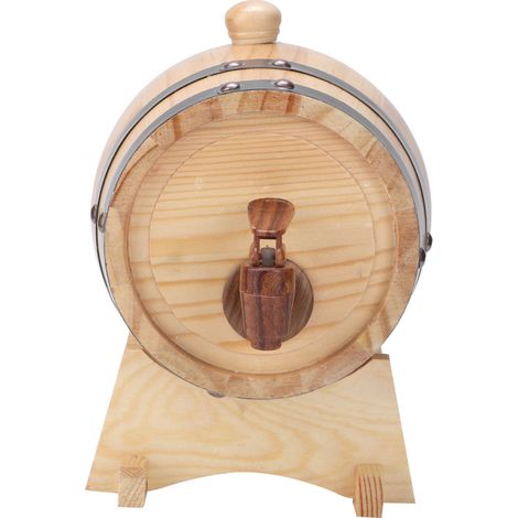 1.5L Petit Fût de Chêne en Pin pour Vin, Bière Maison - Équipement de Brassage Artisanal, Bois Naturel (1/5)