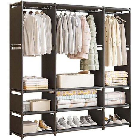 Armoire Porte-manteau simple en métal robuste pour chambre à coucher, cintres autoportants, 130 x 36 x 170 cm