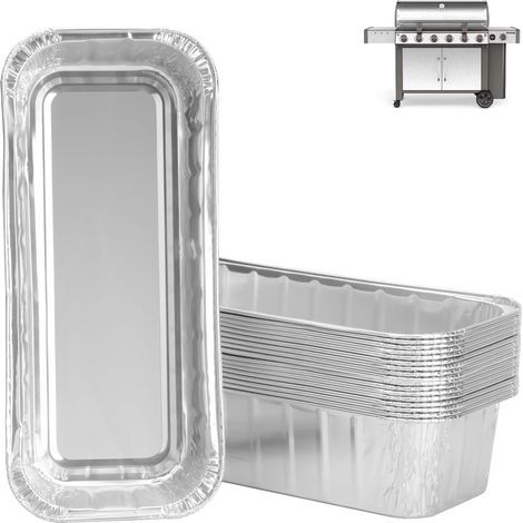 Lot de 20 Bacs récupérateurs de graisse, Aluminium, 28x12,7cm, Pour Weber Genesis II, Summit, Smokefire