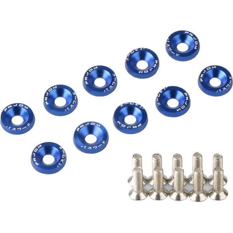 10 rondelles M6 en aluminium anodisé pour voiture (bleues) (1/4)
