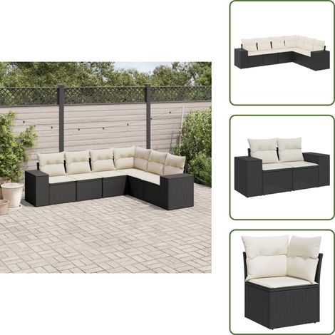 The Living Store Salon de jardin 6 pcs avec coussins noir résine tressée - Salon De Jardin - Meuble De Jardin - Salon Extérieur - Ensemble De Canapés - Canapé D'angle (1/5)