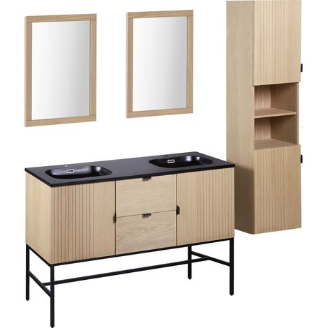 Mobile doppio lavabo + specchio + colonna STUDIO