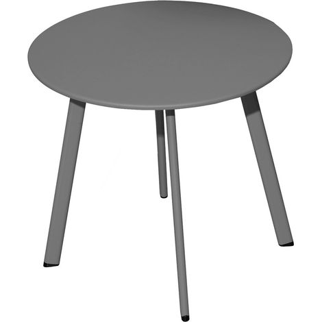 Table basse de jardin Massaï ø 50 cm – Structure acier époxy – Plateau plein – Coloris graphite – 43 cm de hauteur – Proloisirs (1/5)