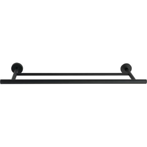 WENKO Badetuchstange Duo Bosio Edelstahl Black matt, rostfrei, Schwarz, Edelstahl rostfrei matt (1/5)