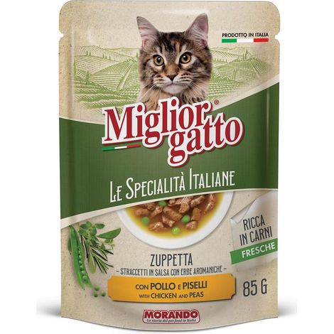 MIGLIOR GATTO ZUPPETTA DI STRACCETTI CON POLLO E PISELLI 85GR