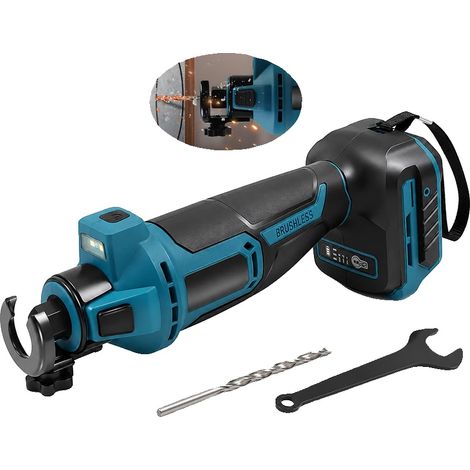 Utensile per il taglio del cartongesso senza fili, motore brushless, velocità 30000 giri/minuto, compatibile con batterie da 18 V, design portatile, funzione luce LED (1/5)
