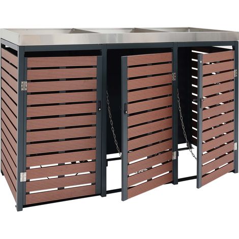 Copribidone con serratura con cassetta per piante 124 x 146 x 102 cm wpc metallo aspetto legno noce 040007028