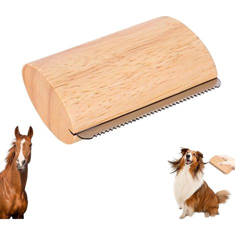 Spazzola per pulire i peli di cane, spazzole per cani/gatti/cavalli, prodotti in legno per rimuovere i grovigli di sottopelo, cura delicata (corta A, staccabile) (1/5)